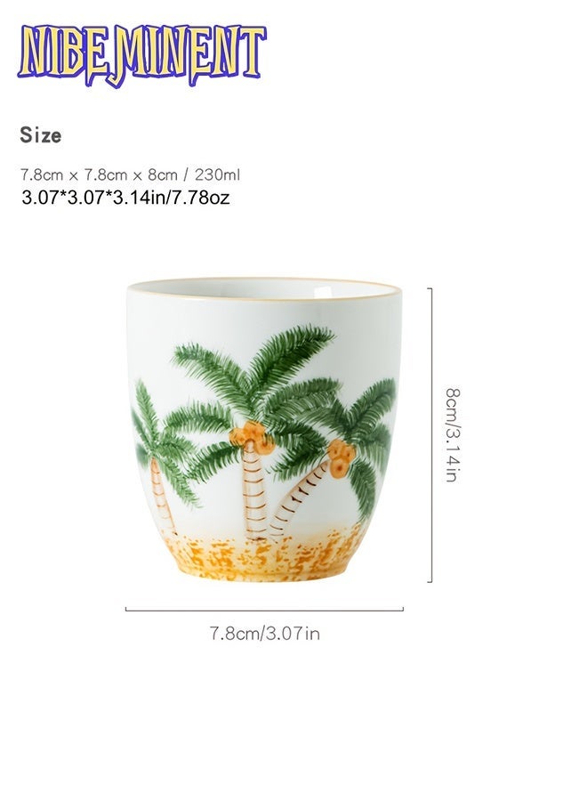 NIBEMINENT 1pc 230ml Desert Camel & Palm Tree Ceramic Coffee Mug- Reusable, Ideal for Family Gatherings & Special Occasions, Desert-Themed Gift, Desert Coffee Mug | Desert Theme Decor | Durable Ceramic Mug, Coffee Mug, Gift for Saudi National Day - Image 1